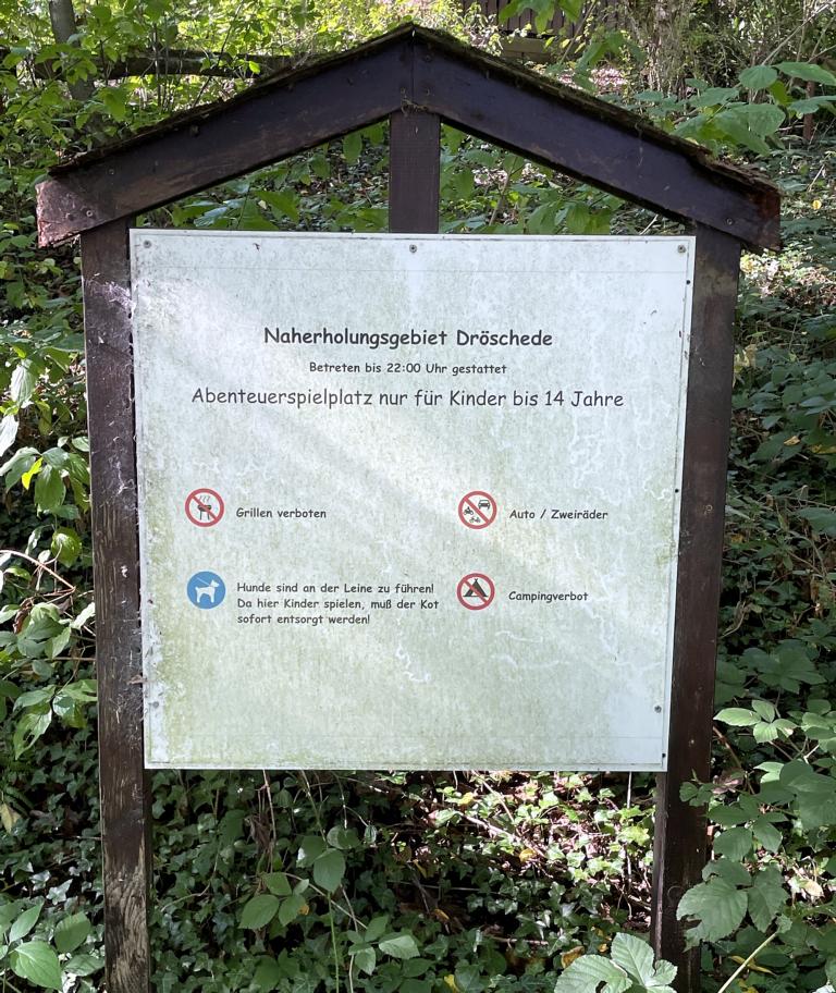 Regeltafel Naherholungsgebiet Dröschede